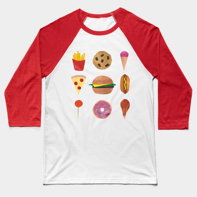 Junk Food Baseball T-Shirt by BenMorganIllustration